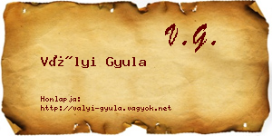 Vályi Gyula névjegykártya